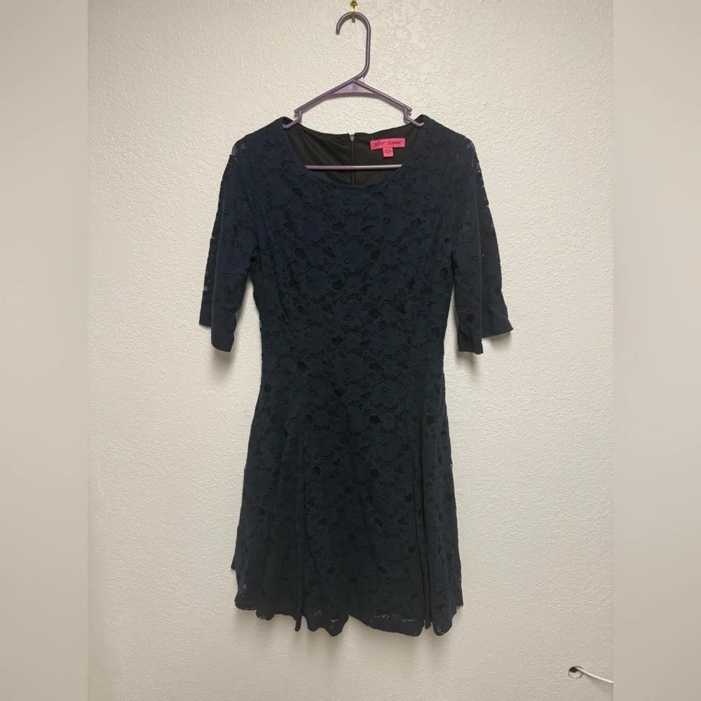 Betsey Johnson Navy Lace Fit & Flare Dress Size 10